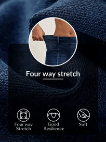 Flexra Plus Size Fashion Medium Blue Denim Washed Wide Leg Pants - Navy Blue - View 6