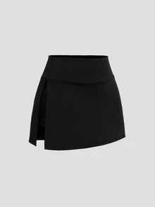 SHEIN Tall Women's Black Casual Simple Comfortable Versatile A-Line Skirt - Black - View 1