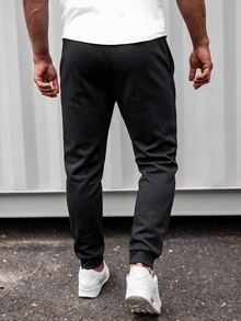 STEELVANCE Men's Drawstring Waist Casual Versatile Daily Wear Sweatpants - Black - View 2