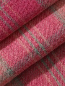 DAZY 2pcs Women's Pajama Set With V-Neck Half-Button Long Sleeve Top And Straight Leg Long Pants, Plaid With Frill Trim - Pink - View 6