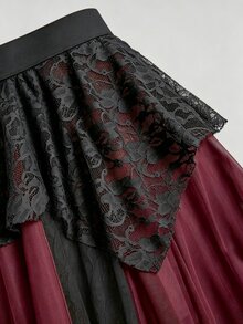 Sweetra 大尺碼波希米亞風蕾絲拼接不對稱復古修身性感迷你裙 - 彩色 - 查看 3