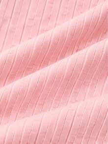SHEIN 6件組新生女嬰和服連身褲內搭褲，可愛甜美黑色粉色米色羅紋側開扣長袖V領禮物，適合秋季假期聖誕節，純色 - 彩色 - 查看 6