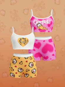 GARFIELD | SHEIN Tween Girl Cartoon Print Camisole Top And Hipster Panty Lingerie Set - Multicolor - View 1