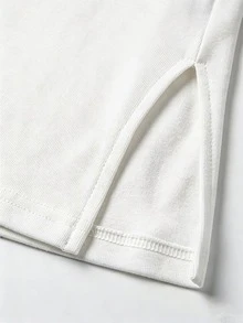 Resyla Women's High Neck Long Sleeve Solid Color Knit T-Shirt, Spring/Autumn - White - View 6