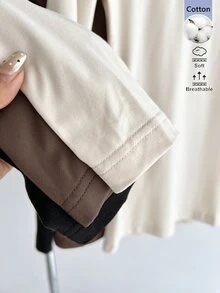 SHEIN BASICS 3件組女款素色高領長袖休閒T恤 - 彩色 - 查看 4
