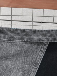 GlowEve CURVE Plus Size Women's Casual Vintage Denim Effect A-Line Long Skirt, Versatile Street Style, Fashionable Long Skirt For Daily Wear, Suitable For Spring, Summer, Autumn, Winter - Grey - View 3