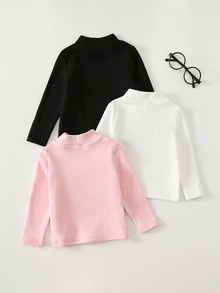 Cozy Pixies 3件組女嬰長袖上衣，卡通印花立領設計 - 彩色 - 查看 2