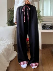 DAZY Women's Drawstring Waist Casual Daily Home Pajama Bottoms - Navy Blue - View 4