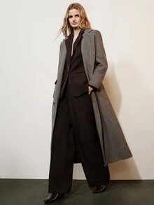 Aveloria Modichic Women's Woolen Coat Straight Double Breasted Herringbone Woolen Suit Lapel Flap Pockets Elegant Grey Herringbone Fall Clothes For Women Christmas - Multicolor - View 6