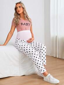 SHEIN Maternity Fashion Polka Dot Jeans - White - View 7