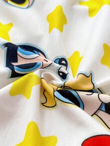 THE POWERPUFF GIRLS X SHEIN 女嬰卡通印花彼得潘領長袖連身衣 - 黃色 - 查看 7