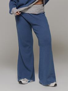 MUSERA Size Blue Knitted Fold Over Trouser Winter Fall Women Outfit Casual - Multicolor - View 2