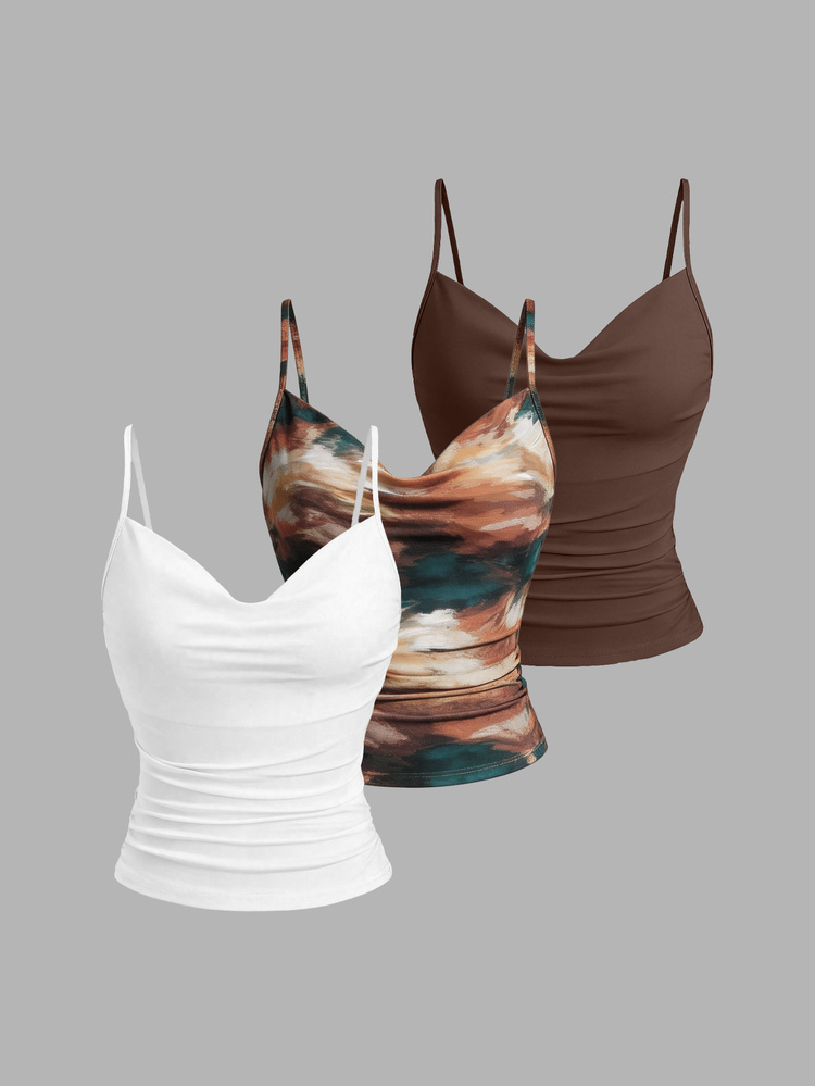 Sweetra 3pcs Set Women Leopard Print Slimming V-Neck Camisole Tank Tops Versatile Undershirts Y2K Outfit  Graphic Cheetah Print Tees Women Tops - Multicolor - View 1