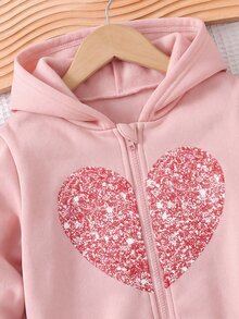 Young Girl Young Girl Young Girl Young Girls Casual Versatile Comfortable Butterfly Print Hooded Zip-Up Knit Autumn Cardigan - Pink - View 5