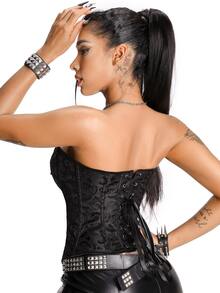 AltBold Women's Strappy Design Slim Fit Versatile Bandeau Shaping Top - Black - View 2