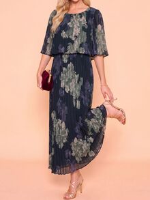 Amorya 女款優雅花卉印花披肩洋裝 - 彩色 - 查看 7