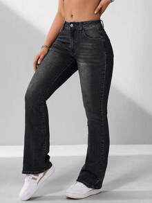 Jeanoix Women's Slim Fit Casual Versatile Denim Jeans With Pockets - Black - View 1