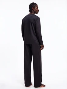 Rest Era Cartoon Print Round Neck Long Sleeve Long Pants Men's Loungewear Set - Black - View 2