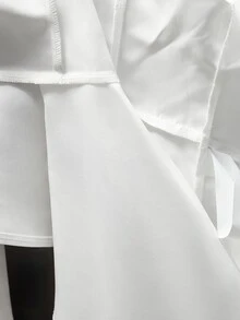Amplova Jaket Satin Wanita dengan Kerah Berlekuk dan Pinggang yang Dikencangkan - Putih - View 9