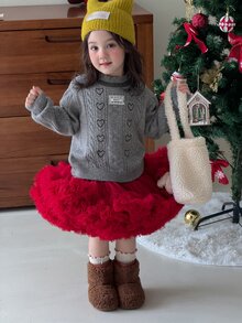 DAZY Sweater Bayi Perempuan Leher Bulat Lengan Panjang Motif Hati - Grey - View 9