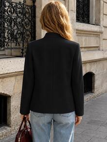 SHEIN PariChic 女款秋冬新款法式浪漫通勤優雅出遊約會羊毛大衣 - 黑色 - 查看 2