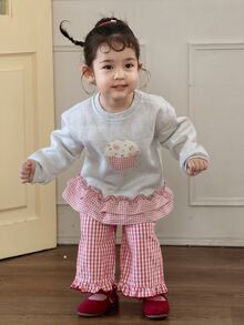 DAZY Infant (Girl) Round Neck Ruffle Trim Long Sleeve Sweatshirt - Grey - View 8