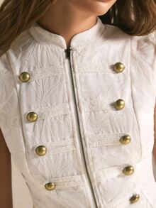 Poéselle Women's Zipper Casual Versatile Daily Wear Top - White - View 8
