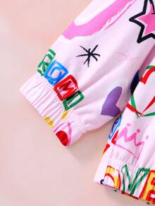 HELLO KITTY AND FRIENDS | SHEIN جاكيت هودي كاجوال يومي بطباعة كرتونية للبنات الصغيرات - وردي - مشاهدة 6