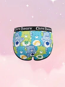SHEIN X Care Bears سراويل داخلية رجالية كاجوال يومية بطبعات حروف وكرتون - الأزرق - مشاهدة 3