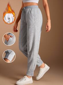SHEIN BASICS 女士衛褲 - 灰色 - 查看 3