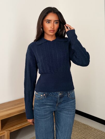 SHEIN Glamour Women's Solid Color Casual Versatile Daily Wear Knit Top