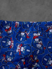 Transformers X SHEIN Young Boy Cartoon Print Colorblock Top & Hipster Underwear Set - Blue and White - View 9