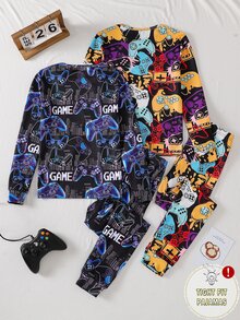 4PCS Tween Boys Pajamas - Multicolor - View 3