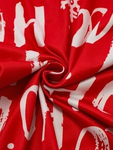 Chillnights Plus Size Christmas Print Crew Neck Short Sleeve Pajama Top And All-Over Print Pajama Pants Set - Red and White - View 6