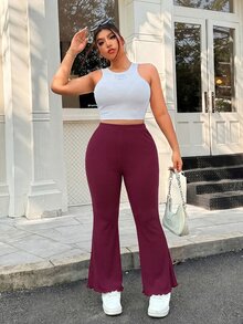 Solflare Plus Size Pants - Burgundy - View 3
