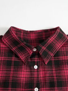 Rusticease Plus Size Women Plaid Casual Versatile Daily Wear Shirt - Red - View 5