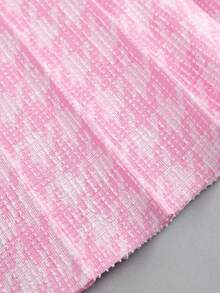 Sweetra American Style Commuter Girl Two Pieces Set, Stand Collar 2 In 1 Design Outerwear With Unique Pleated Slimming Textured Fabric Skirt, Early Autumn Bright Color Fashion Women's Two Pieces Set - Pink - View 5