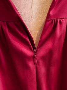 Tween Girls' Elegant Minimalist Fashion One-Shoulder Sleeveless One-Side Asymmetrical Shoulder - Burgundy - View 4