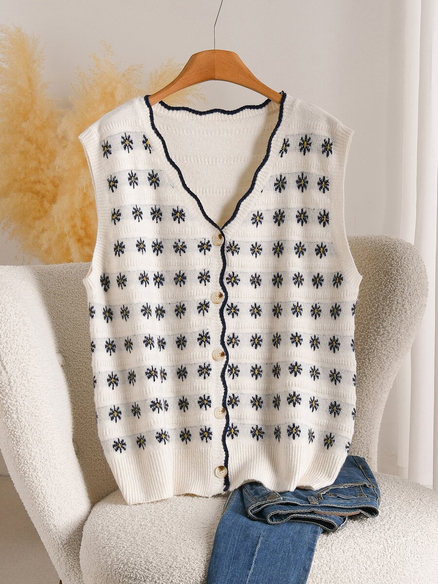CosyJoli Plus Size Women Contrast Color Casual Daily Wear Knit Vest
