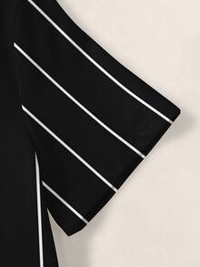 TOM & JERRY X SHEIN Tween Girl Cartoon & Letter Graphic Striped Tee - White - View 4