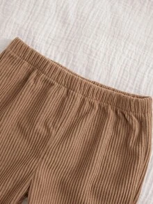 SHEIN 新生兒男嬰學院風可愛針織 Polo 衫與鬆緊腰長褲套裝 - 杏色 - 查看 7