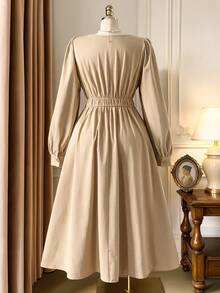 Rometta Plus Size Dresses - Khaki - View 2