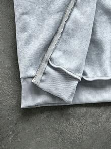 Manfinity Roghcode Men's Plus Size Hooded Zip-Up Sweatshirt Sweatshirt And Pants Set - Grey - View 7