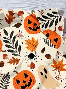 Mellowie Plus Size Halloween Pumpkin & Ghost Print Casual V-Neck Ruffle Blouse, Suitable For Summer And Parties - Multicolor - View 3