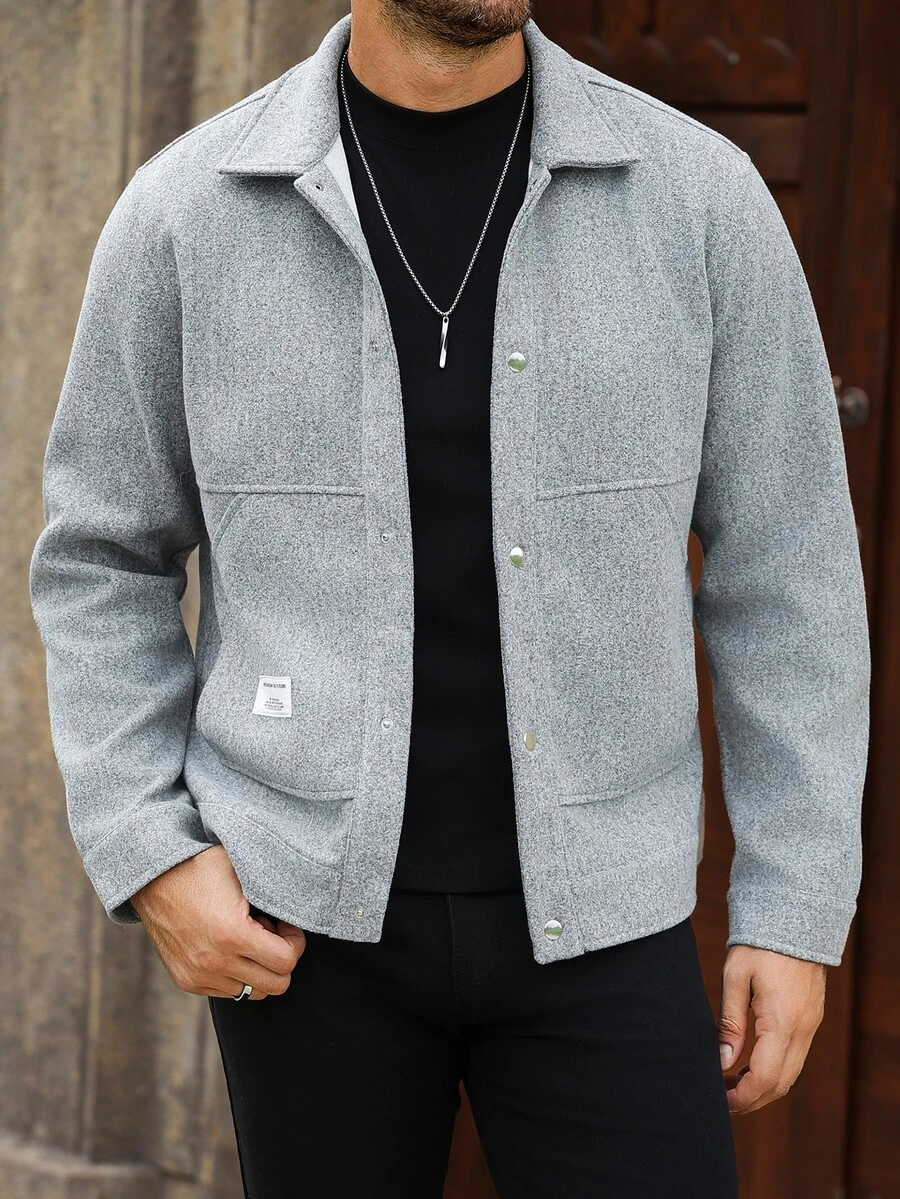 Manfinity Homme Men's Minimalist Casual Commute Short Coat - Grey - View 1