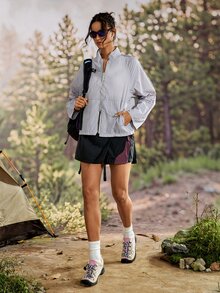 Exploreva Women's Simple Versatile Pocket Zipper Long Sleeve Sun Protection Jacket - Mauve Purple - View 6