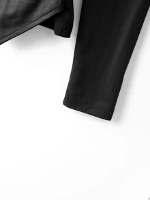 SHEIN 法式風 2 合 1 拼接背心上衣，復古時尚通勤優雅針織上衣，女款外套內搭上衣 - 黑色 - 查看 3