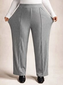 Comfylo Plus Size Pants - Grey - View 7