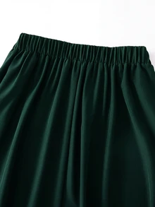 GlowEve CURVE Plus Size Black Pearl & Contrast Lace A-Line Skirt - Green - View 4