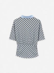 Nöista Women's Striped Casual Daily Wear T-Shirt - Blue - View 8